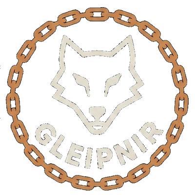 Gleipnir badge: a wolf bound by a chain